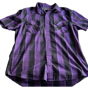Tony Hawk Black/Purple Checkered Button Down Top Med Men’s